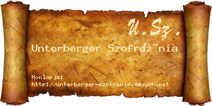 Unterberger Szofrónia névjegykártya